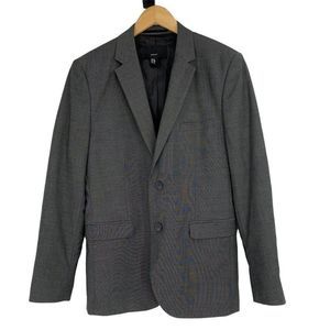 Mens H&M Sport Suit Coat Lined Size 38R Black Pixel Texture Notch Lapel 1544